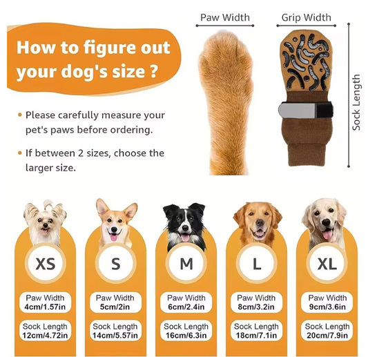 TailWaggers™ Anti-Slip Dog Socks to Prevent Licking Paws for Hardwood Floors Anti Slip Paw Protectors Traction Control for Small Large Dogs