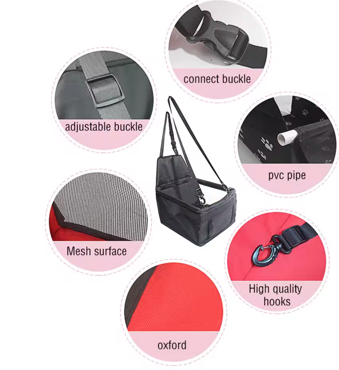 TailWaggers™ Travel Dog Car Seat Cover Waterproof Pet Dog Carriers Bag Cat Transport Hammock Dog Car Seat Basket for Small Medium Dogs