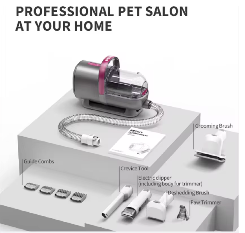 TailWaggers™ PETKIT Airclipper 5-in-1 Pet Grooming Vacuum Kit with High Performance Vacuum Suction for Cat And Dog Shedding