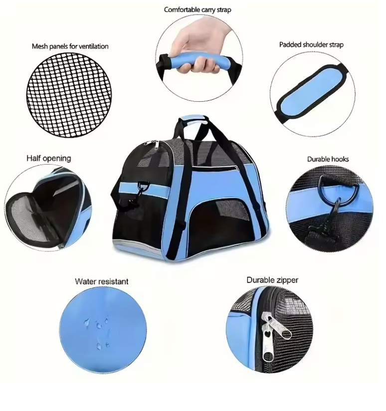 TailWaggers™ Portable Dog Cat Carrier Bag Pet Puppy Travel Bags Breathable Mesh Small Dog Cat Dogs Outdoor Tent Carrier Outgoing Pets Handbag